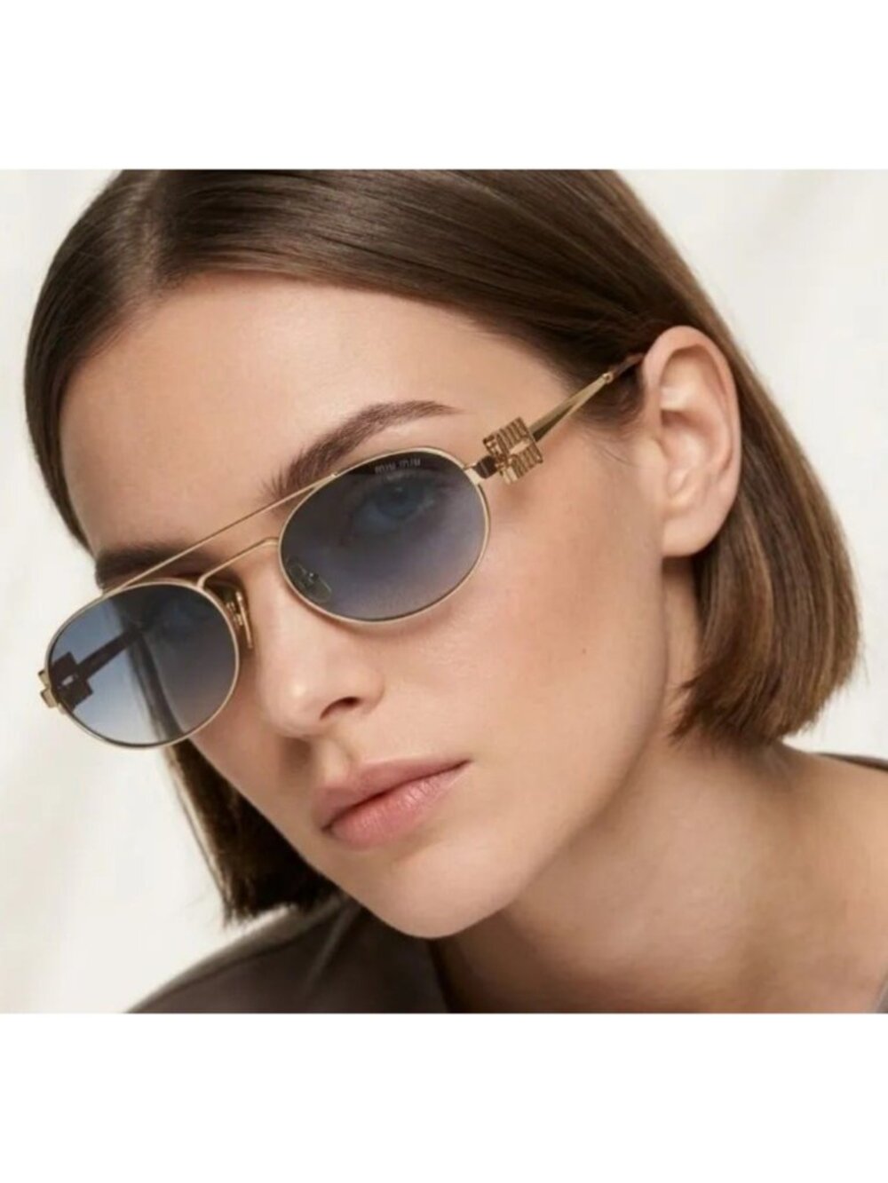 NEW MIU MIU MU54ZS 7OE5D1 WOMEN GREY GOLD MIU MIU SUNGLASSES MU 54ZS 7OE5D1